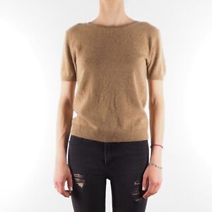 Iris Von Arnim Women's Brown Cashmere Short Sleeve Sweater Pullover Top S Small