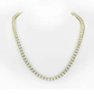 Lab Diamonds Iced Men 14K Gold Finish 3mm Choker Chain 20 Inches Tennis Necklace - Picture 1 of 2