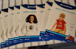 LOT of 65 Printworks T-Shirt Transfers Light Dark Fabrics Inkjet Printer Sheets - Picture 1 of 5