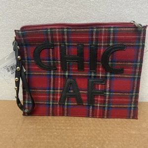 Olivia Miller Red Plaid Chic AF Wristlet Clutch Clueless - Picture 1 of 8