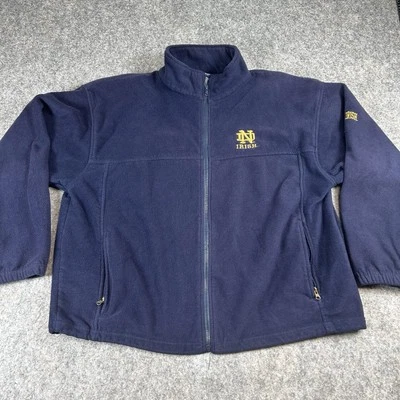 VINTAGE Notre Dame Fleece Jacket Mens Extra Large Blue Fighting Irish 90s NCAA - Image 1 of 4