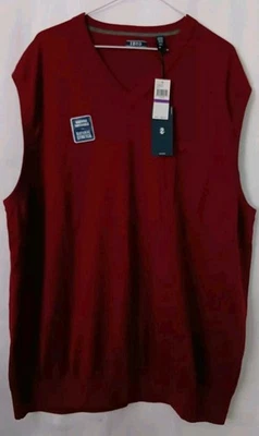 NUEVO Chaleco Suéter Para Hombres Izod Ciclismo Rojo Cuello en V Sin Mangas 2XL ALTO  Foto 1 de 4