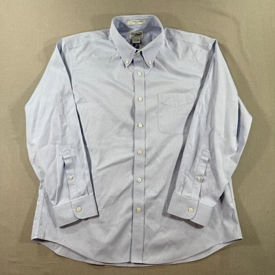 Camisa de tela Oxford LL Bean sin arrugas pinpoint para hombre 16,5 32 azul botón liso Foto 1 de 4