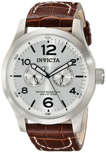 Invicta Herrenuhr 0765 I-Force Quarz Chrono 48 mm silbernes Zifferblatt braunes Leder - Bild 1 von 7
