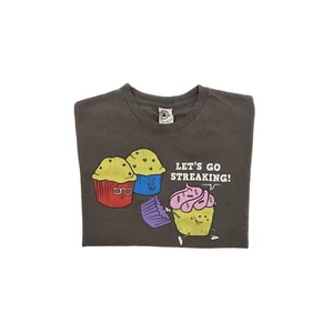 Let's Go Streaking T-Shirt - Vintage Funny Cupcake Gray L Tee - Mens Large - Picture 1 of 10