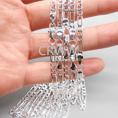 925 Sterling Silver Filled 4MM Classic Figaro Chain Necklace Wholesale 16  - 30  • 2.17€