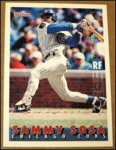 1995 Bazooka Sammy Sosa Baseball Card #4 Chicago Cubs NRMT Topps