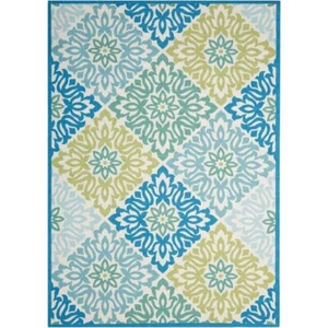 Waverly Outdoor Rugs 5'x7' Geometric Farmhouse Indoor/Outdoor Imported Marine - Picture 1 of 9