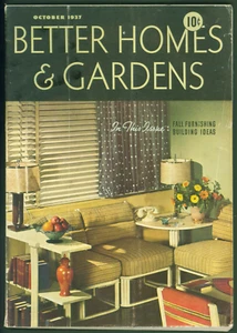 VTG October 1937 Better Homes & Gardens Magazine Fall Furnishings Photo Cover - Picture 1 of 2
