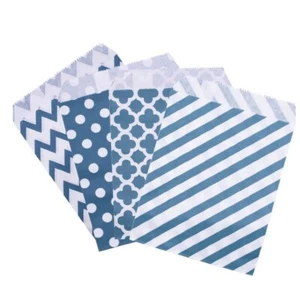 25 Candy Stripe Paper Bags Dark Teal Stripe Candy Bags 5" X 7" Gift Party Bags - Picture 1 of 3