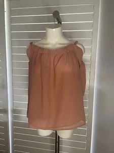New Woman’s Poof Clothing Co Dusty Apricot Cold Shoulder Tank Blouse Top Size 1X - Picture 1 of 6