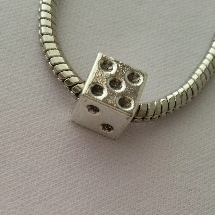 Domino Craps Game Vegas Casino Bead Dangle Charm fits Silver European Bracelets - Image 1 of 4