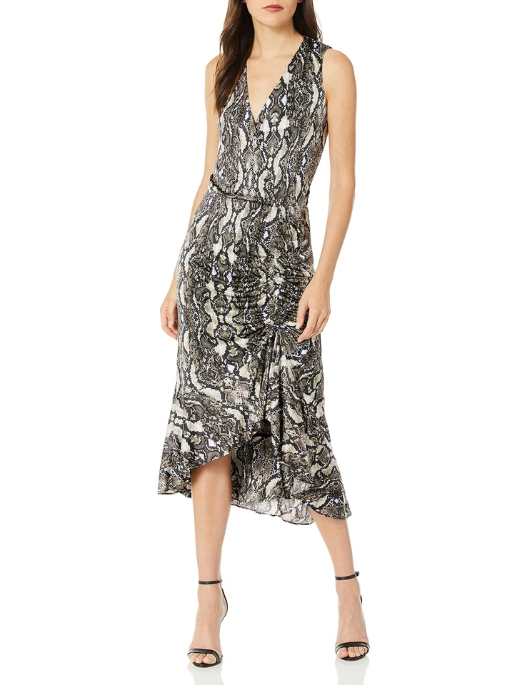 Parker 292433 Women's Briony Sleeveless Wrap Front Ruched Botton Dress Size XS