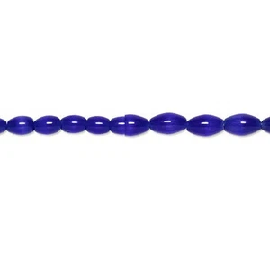 10 Fiber Optic Oval Glass Cats Eye Loose Tube Beads W/ Grade A Defined Cat's Eye - Picture 1 of 13