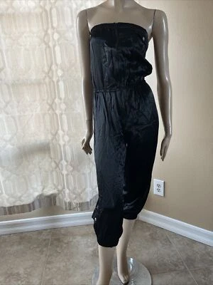 Mono para mujer negro poliéster seda cóctel verano cremallera abierta bolsillos talla M Foto 1 de 4