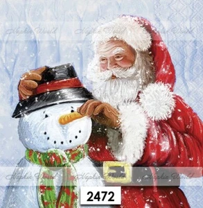 (2472) DOS servilletas artesanales artísticas decoupage de papel para almuerzo - SANTA MUÑECO DE NIEVE NAVIDAD - Imagen 1 de 3