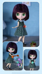 8" Middie blyth Doll Short Dark purple hair Factory Joint Body Neo Blythe doll - Picture 1 of 5