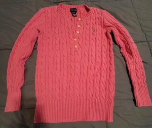 Ralph Lauren RL Girls Size XL 16 Cable Knit Sweater Pink - Picture 1 of 5