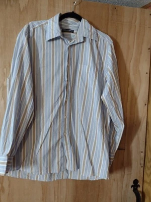Mens Dolce And Gabbana Long Sleeve Size 16 Blue And Beige Shirt Made In Italy - Image 1 of 3