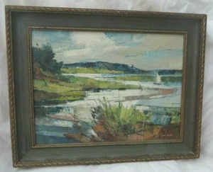 MODERNIST LINEAR SIGNIERT JOHN CUTHBERT HASE ÖLGEMÄLDE CAPE COD, PROVINCETOWN? - Bild 1 von 8