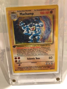 1995 TOPPS 1ST EDITION SUPER RARE HOLO FOIL MACHAMP POKEMON CARD MINT CONDITION - Picture 1 of 7