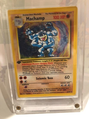 1995 TOPPS 1ST EDITION SUPER RARE HOLO FOIL MACHAMP POKEMON CARD MINT CONDITION - Image 1 of 4
