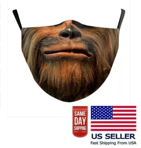 Chewbacca Face Mask Washable Adjustable Star Wars US Seller Fast Ship Halloween - Picture 1 of 7
