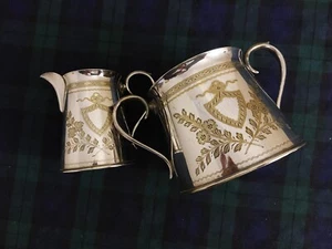 Antique silver plated tea set, Two piece, milk jug, and sugar bowl. - Picture 1 of 17