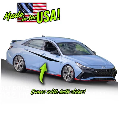 Calcomanías de rayas de carreras Blackout con inserción lateral para Hyundai Elantra 2021 en adelante Foto 1 de 2