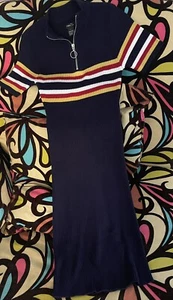 Rue 21 Sweater dress w/ zipper Blue, with Red, White & Yellow Stripe Size Large - Picture 1 of 3