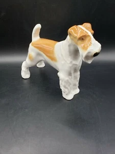 Vintage Lomonosov Porcelain Fox Terrier Airedale Dog Figurine Russian - Picture 1 of 8