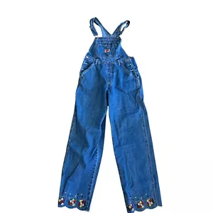 Revolt Denim Overalls Wide Leg Floral Embroidered Vintage Style Women's - Picture 1 of 5
