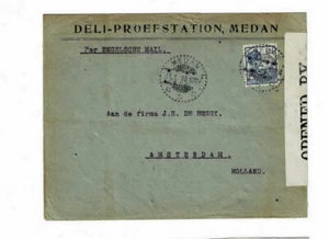 BRIEF NED INDIES 1918 CENSORED DELI-PROEFSTATION MEDAN to AMSTERDAM - Bild 1 von 3