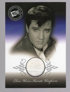 ELVIS PRESLEY 2007 PRESS PASS ELVIS IS **WORN-KARATE UNIFORM** RELIC RARE WHITE!