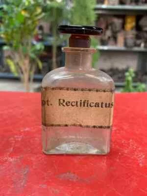 Garrafa química de remédio vazia colecionável antiga transparente década de 1930 - Imagem 1 de 4