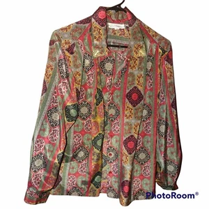 Liquid Silk Peters & Ashley Blouse/Top Button Front long sleeve Vintage - Picture 1 of 5