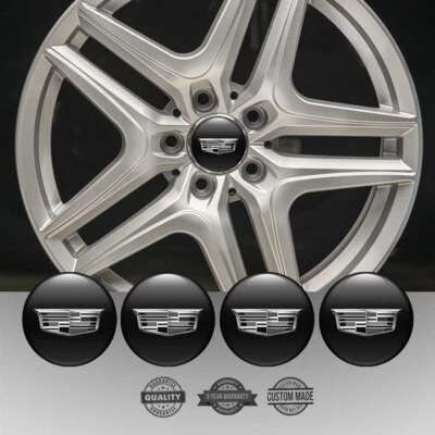 4 pcs Cadillac Domed Emblems Hub Cap Stickers Logo 4x Silicone emblem Stickers - Image 1 of 2