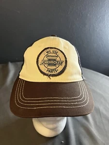 Infinity Chevy We Use Genuine Parts Brown White Patch Hat Adjustable Adult Size - Picture 1 of 5