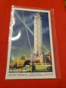 Vintage Century of Progress Chicgo 1933 Worlds Fair POSTCARD Havoline Thermome - Picture 1 of 2