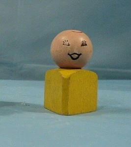 Vintage Fisher Price Little People Woman Girl Yellow Triangle All Wood. - Picture 1 of 3