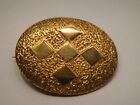 Antique 1'' Oval Watch Pin-Stippled Detail W/Square Accent Gold Plated