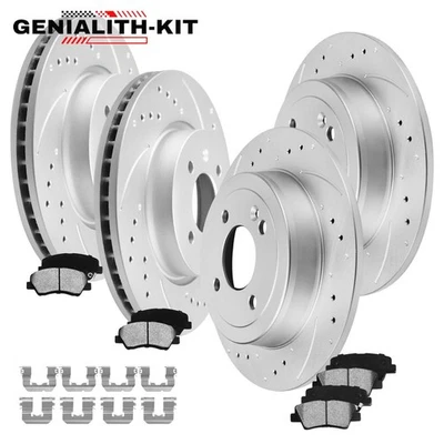 Front Rear Drilled Rotors Ceramic Brake Pads for 2018-2022 Hyundai Accent Rio Foto 1 de 4