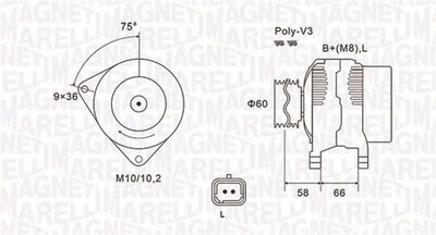 Alternador MAGNETI MARELLI 063731637010 para RENAULT Foto 1 de 3