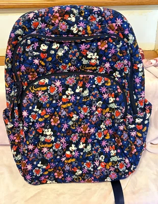 NWT Vera Bradley Disney Mickey & Minnie Floral Blue Essentials Large Backpack - Image 1 of 4
