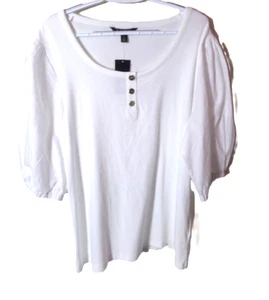 nwts lauren Ralph Lauren size 2x white short puff sleeves tunic cotton top - Picture 1 of 8