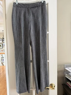 White House Black Market Contour Flare Leg Blk & White chevron dress pants sz 2 - Image 1 of 4