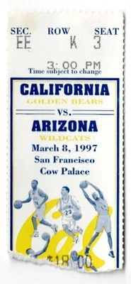 Talón de boleto de California Golden Bears vs Arizona Wildcats 1997 3/8/97 millas Simon Foto 1 de 2