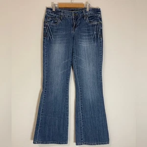 Mudd Womens Jeans Size 7 Blue Flare Leg Low Rise Denim Vintage Juniors - Picture 1 of 13