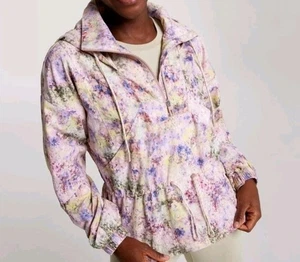 New Women X-Small Calia Windbreaker Jacket Coat Hooded Drawstring Floral Eden XS - Picture 1 of 3