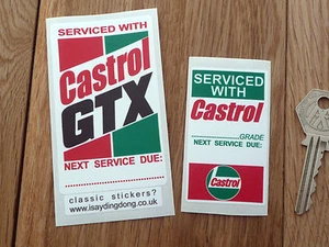 CASTROL GTX Service Stickers Set of 2 Motor Oil Midget Minx Imp GT6 MGC Jaguar - Picture 1 of 1